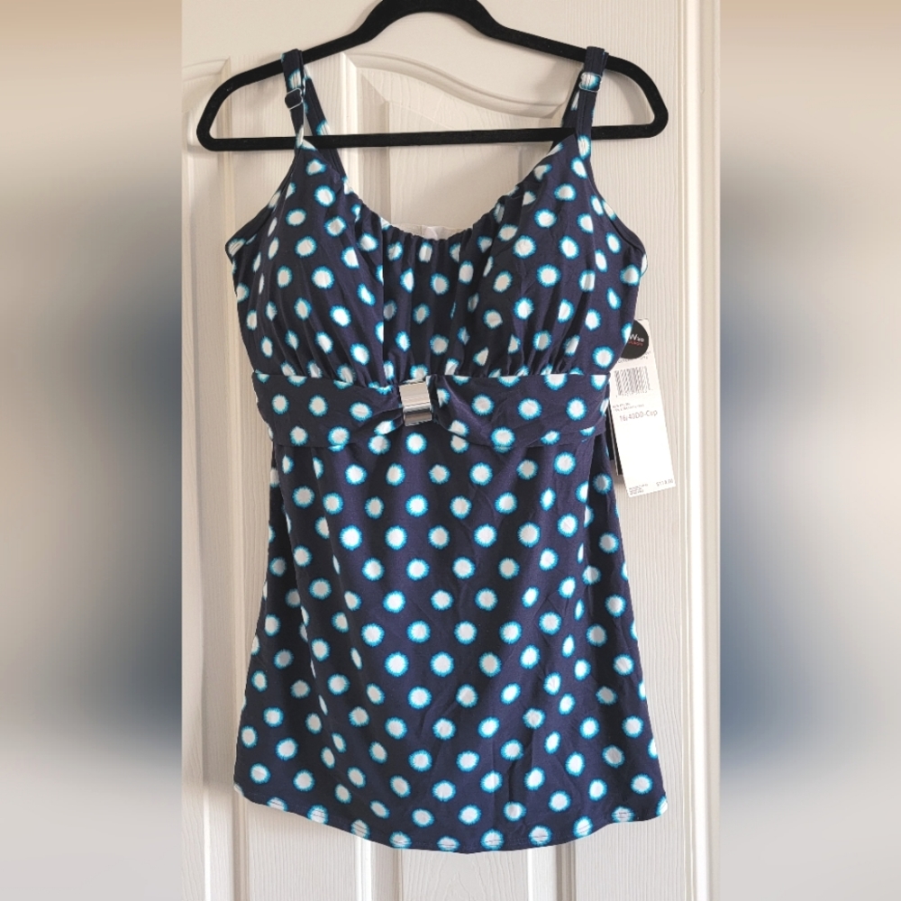 Coco Reef Swimdress Perfect Fit Tankini One Piece Swimsuit 16/40 DD Cup NWT Blue